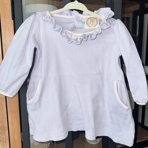 TBBC long sleeve ruffle dress lavender pastel collar toddler baby girl pockets